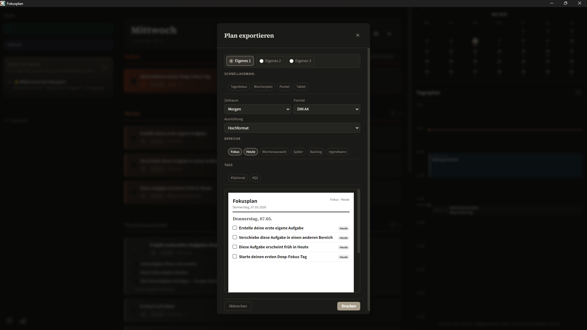 Fokusplan Screenshot 10
